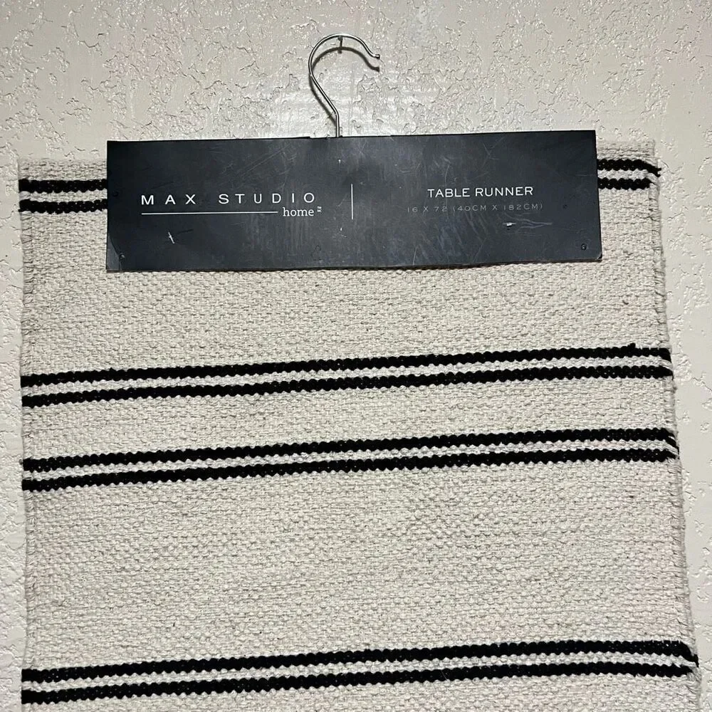 Max studio Table Runner Neutral Nautical striped home decor